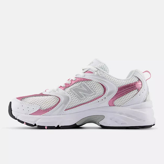 New Balance 530 White with pink sugar and silver metallic (WHITE-PINK)